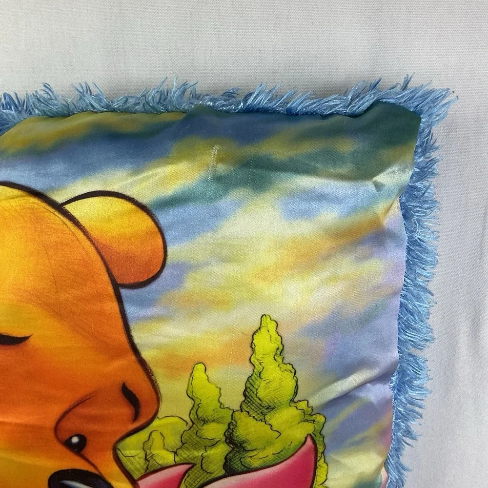 Disney Winnie the Pooh & Piglet Shaggy Throw Pillow 16x16 Square Cushion Vintage